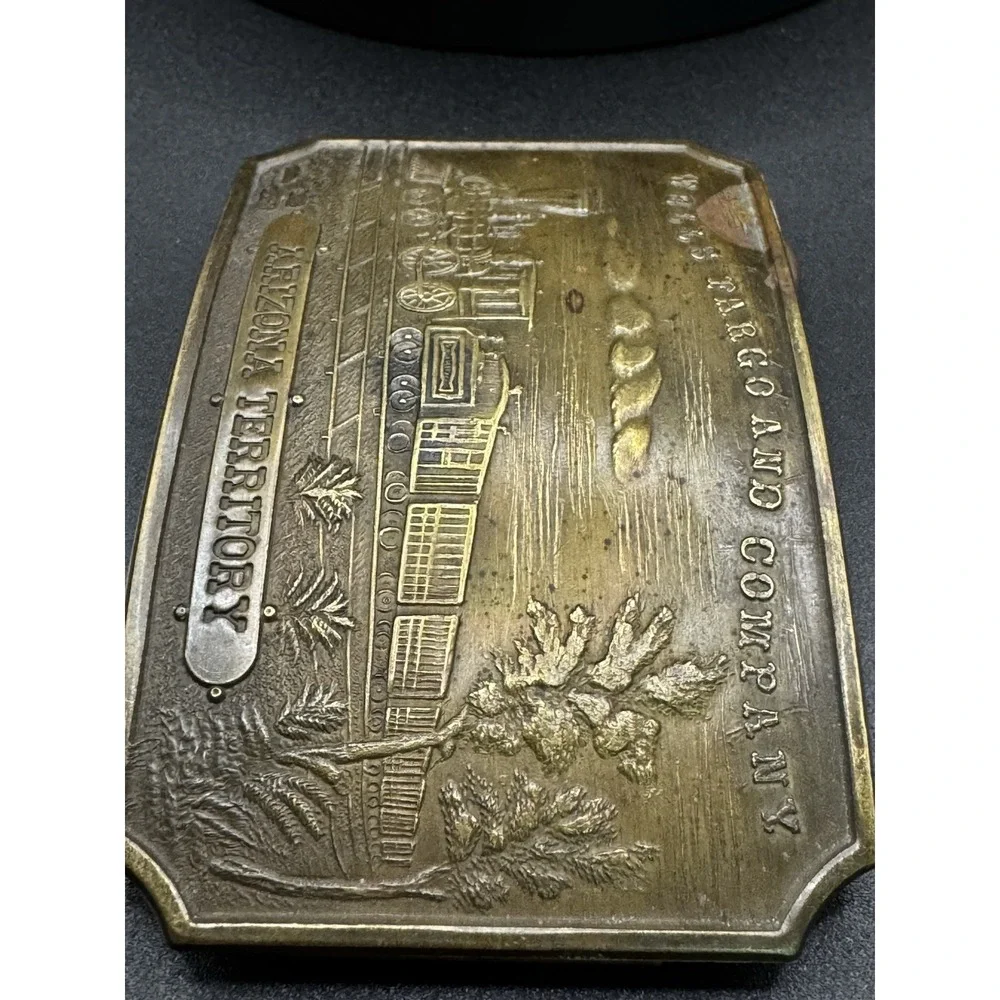 Wells Fargo And Company Brass Belt Buckle - Vintage Tiffany New York Arizona Ter